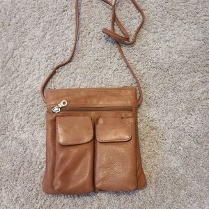 Vintage Paul & Taylor Brown Leather Crossbody Handbag